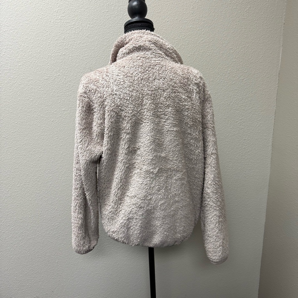 Patagonia Sherpa Fleece Pullover Medium Taupe Quarter Zip Cozy Jacket Top - Picture 6 of 12